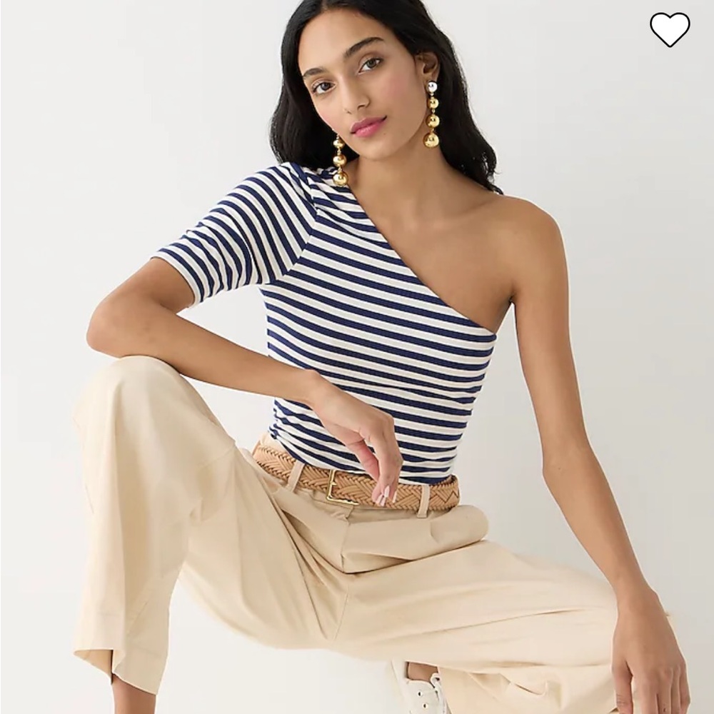 J. Crew Blue and Cream Asymmetrical Bodysuit